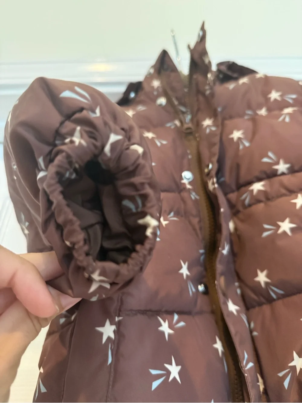 Rylee + Cru Puffer Jacket in Brown Shooting Stars